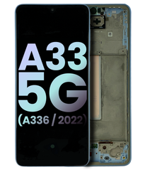 [GH82-28143C GH82-28144C] Samsung Galaxy A33 5G SM-A336 Display Module + Frame Blue - Original Service Pack